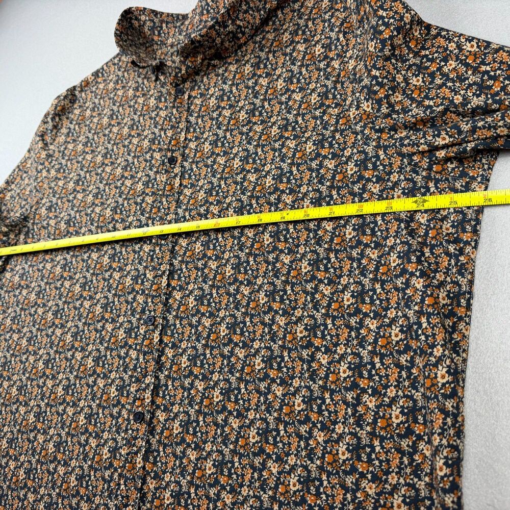 Express Floral Button Up Shirt Womens XL Navy Orange Ditsy Cotton Grandmacore - Picture 10 of 12